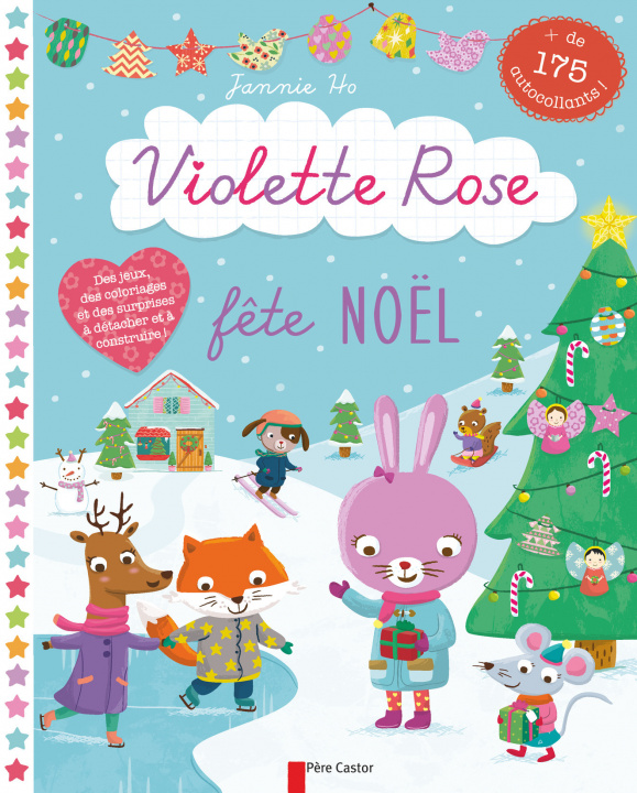 Carte Violette Rose fête Noël Ho