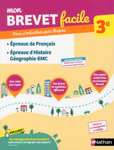 Carte Mon Brevet facile Epreuves de Français Histoire-Géographie EMC 3e Thomas Bouhours