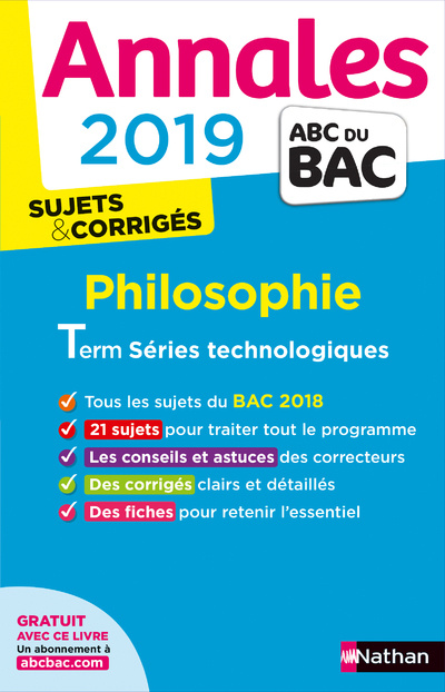Boek Annales bac 2019 Philo Terminale STMG - Corrigé Katy Grissault