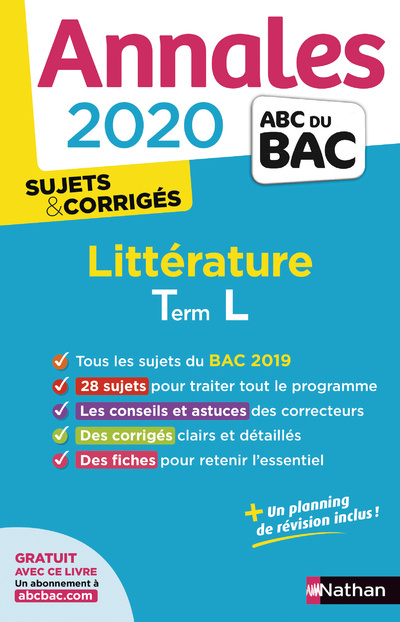 Buch Annales Bac 2020 Littérature Term L - Corrigés GARANCE KUTUKDJIAN