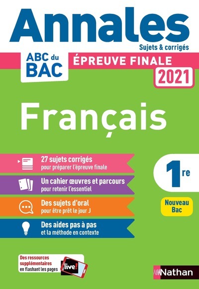 Livro Français 1re - Annales Bac 2021 - Sujet & Corrigés ANNE CASSOU-NOGUES