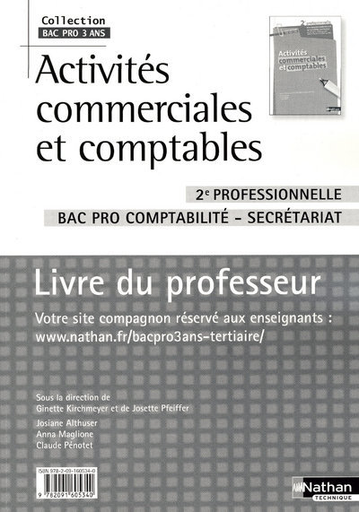 Livro ACTIVITES COMMERCIALES ET COMPTABLES 2E PROFESSIONNELLE BPRO - PROFESSEUR - 2009 Ginette Kirchmeyer
