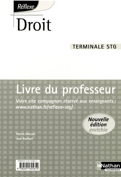 Βιβλίο DROIT TERM STG (POCHETTE REFLEXE) - PROFESSSEUR - 2008 Patrick Mercati
