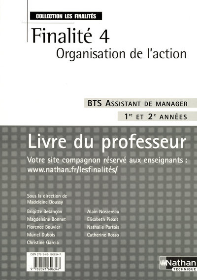 Buch ORGANISATION DE L'ACTION BTS - FINALITE 4 - BTS ASSISTANT DE MANAGER ( S FINALITES) - PROFESSEUR - 2 Madeleine Doussy