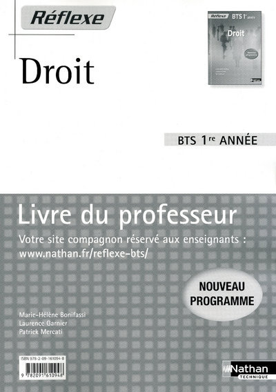 Knjiga DROIT BTS 1 (POCHETTE REFLEXE) LIVRE DU PROFESSEUR 2009 Marie-Hélène Bonifassi