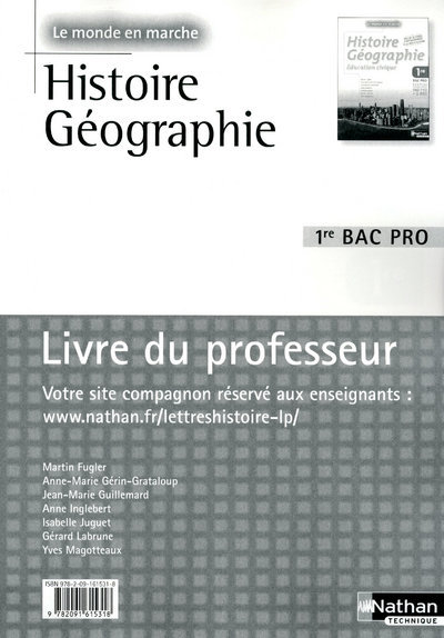 Kniha Histoire - Géographie - Éducation civique - 1Ére BAC PRO Livre du professeur Le monde en marche Martin Fugler