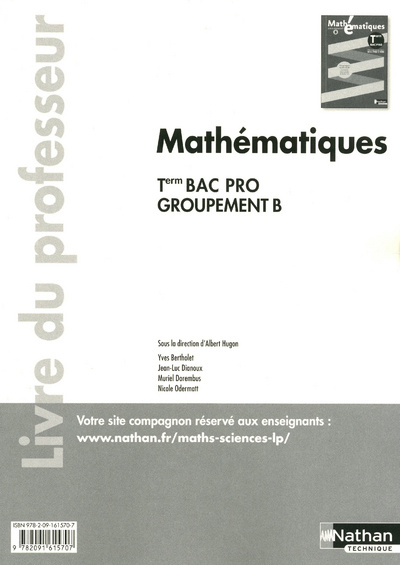 Book Mathématiques Tle Bac Pro Groupement B Industriel Livre du professeur Albert Hugon