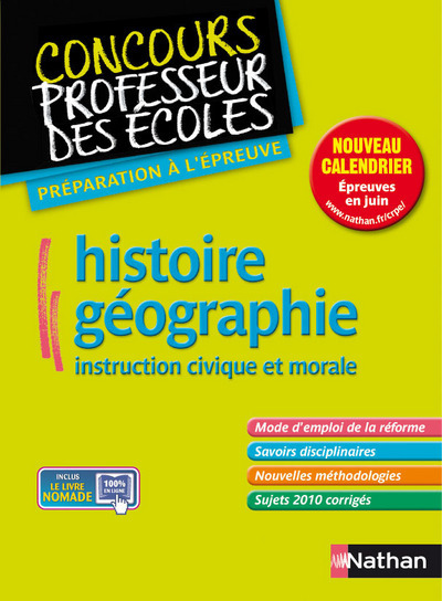 Carte HISTOIRE-GEOGRAPHIE INSTRUCTUIN CIVILE ET MORALE (CONCOURS PROFESSEUR DES ECOLES) 2011 Pascal Bourassin