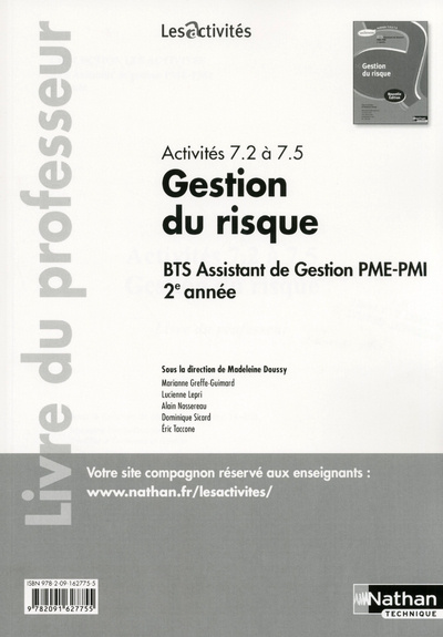 Livro Gestion du risque Activités 7.2 et 7.5 Les Activités Livre du professeur Madeleine Doussy
