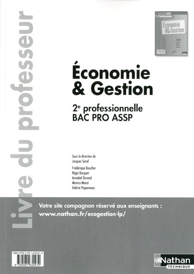 Kniha Economie & Gestion - 2e Bac Pro ASSP Livre du professeur Jacques Saraf