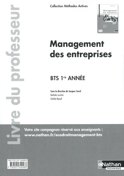 Livro Management des entreprises BTS 1ère année - professeur (Méthodes actives) - 2016 Jacques Saraf