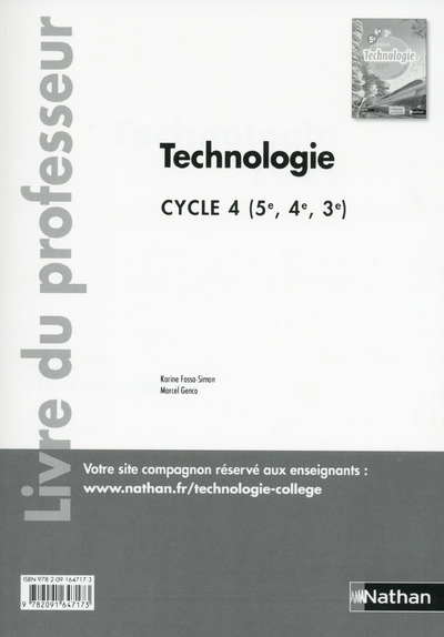 Könyv Technologie cycle 4 (5ème/4ème/3ème) - professeur - 2016 Karine Fossa-Simon