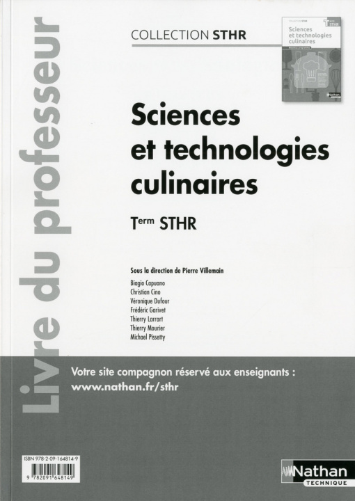 Knjiga Sciences et technologies culinaires Terminale (sthr) professeur 2017 