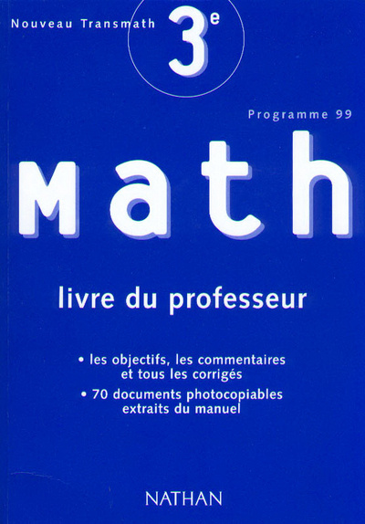 Libro NOUVEAU TRANSMATH 3E PROF PATRICK BRANDEBOURG
