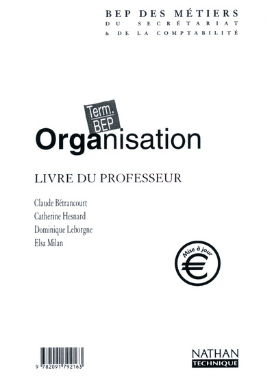 Boek ORGANISATION TERM BEP (BEP MET) PROF 2002 Claude Bétrancourt