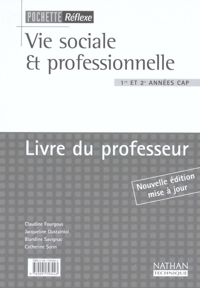 Carte VIE SOCIALE PROFESSIONNELLE CAP PROFESSEUR 2003 POCHETTE REFEXE Claudine Fourgous