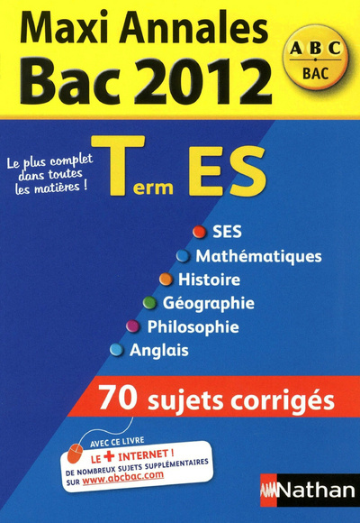 Kniha MAXI ANNALES BAC 2012 TERM ES Cécile Bouquillion
