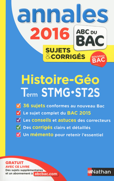 Libro Annales bac 2016 Histoire-Géographie Term STMG-ST2S Sujets & Corrigés Gilles Darier