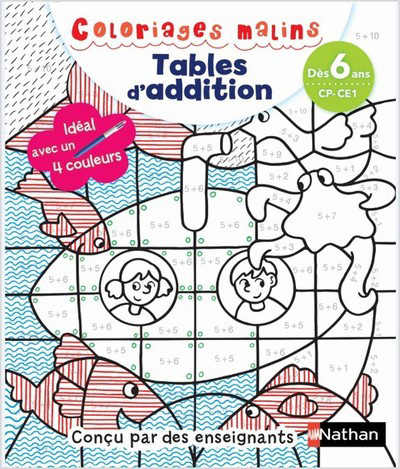 Carte Coloriages malins - Tables d'addition Dès 6 ans Cp-CE1 Claudine Aubrun