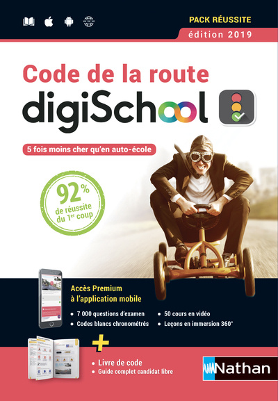 Libro Coffret Code de la route digischool + 1 livre + livret + 1 carte d'activation + 1 marque page Thierry Orval