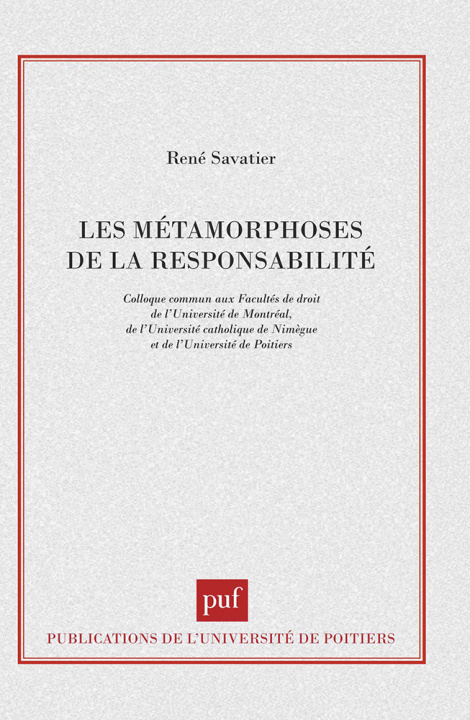 Knjiga Métamorphoses de la responsabilité 