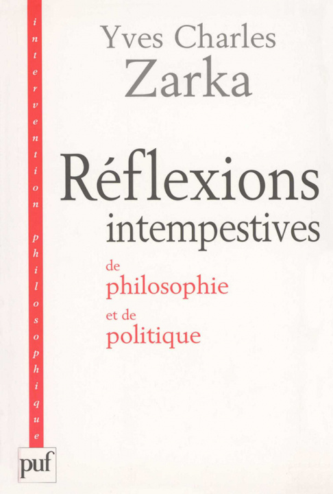 Kniha Réflexions intempestives de philosophie et de politique Zarka