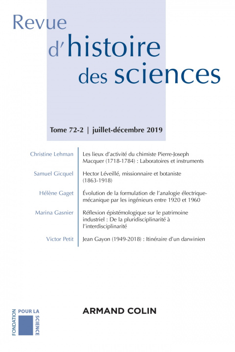 Książka Revue d'histoire des sciences 2/2019 Varia 