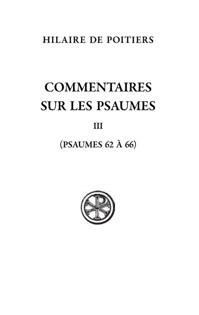 Carte Commentaire sur les Psaumes III Hilaire de Poitiers