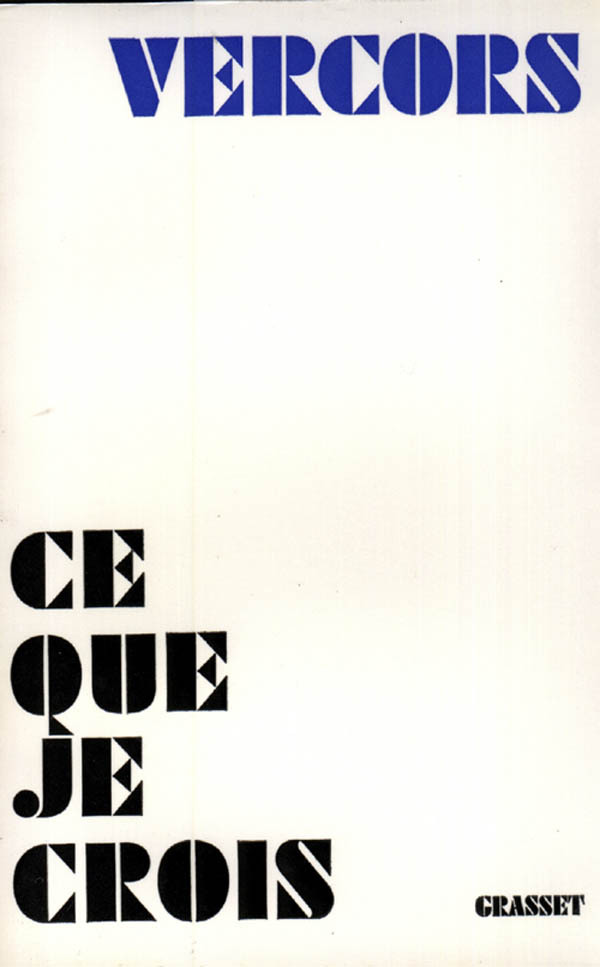 Livro Ce que je crois Vercors