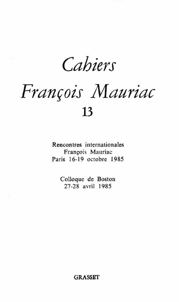 Knjiga CAHIERS FRANCOIS MAURIAC T13 François Mauriac