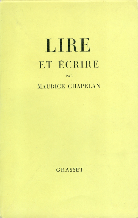 Könyv Lire et écrire Maurice Chapelan