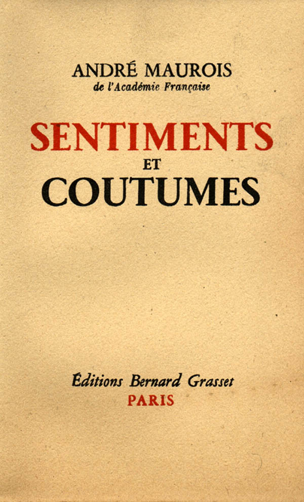 Könyv Sentiments et coutumes André Maurois