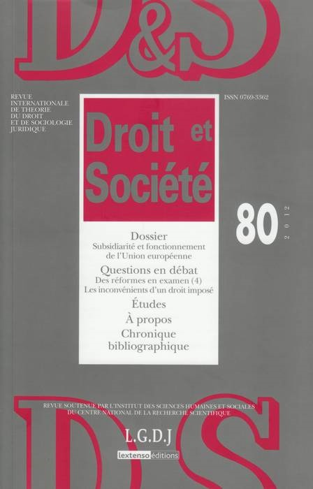 Książka REVUE DROIT ET SOCIETE N 80 - 2012 