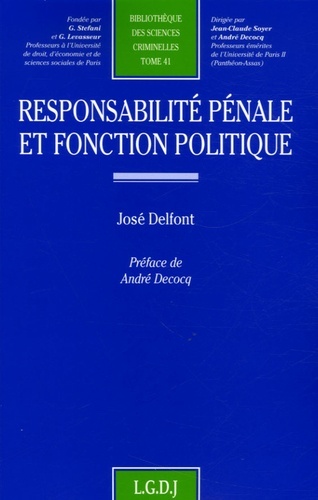 Книга responsabilité pénale et fonction politique Delfont j.