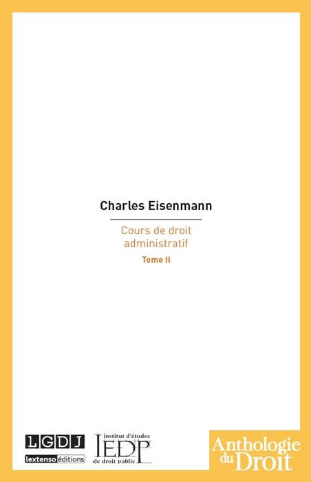 Kniha COURS DE DROIT ADMINISTRATIF TOME 2 Eisenmann c.