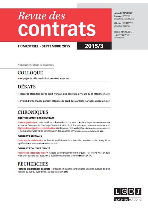 Knjiga REVUE DES CONTRATS N 3 - 2015 