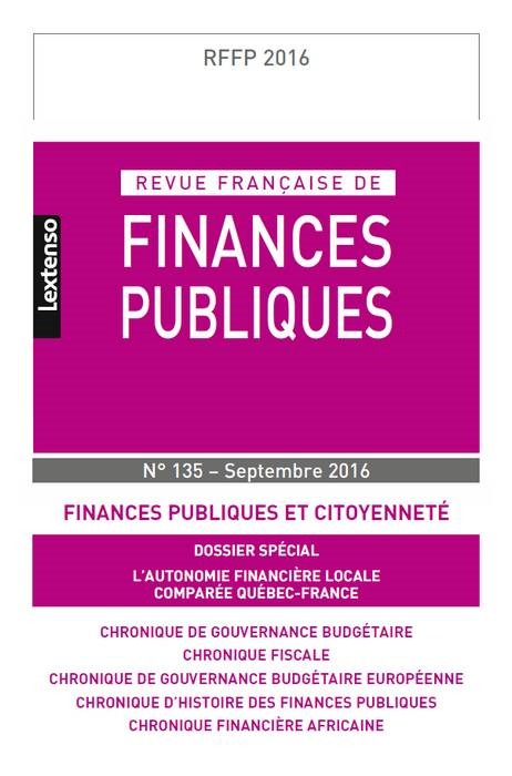 Carte REVUE FRANÇAISE DE FINANCES PUBLIQUES N 135 - 2016 