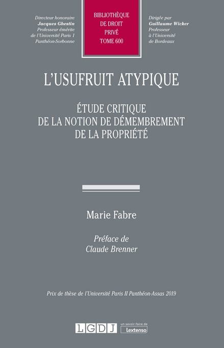Kniha L'usufruit atypique Fabre