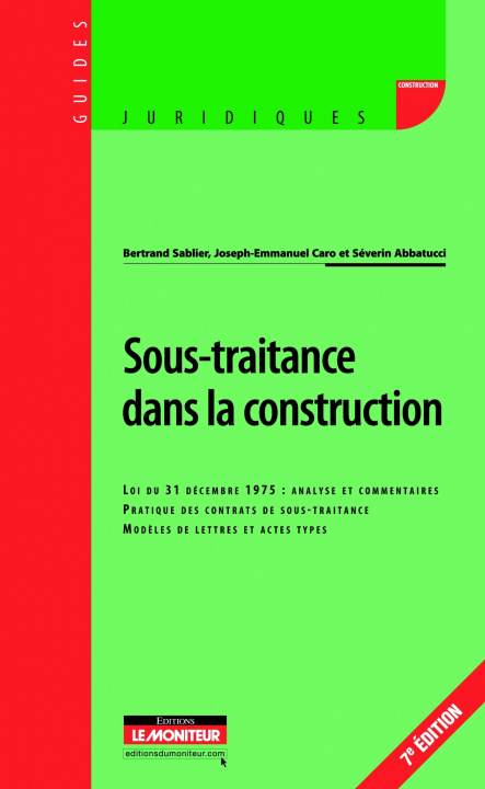 Libro Sous-traitance dans la construction Séverin Abbatucci