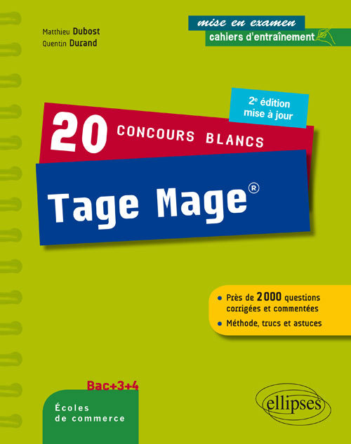 Kniha 20 concours blancs Tage Mage® - Méthode, trucs et astuces - 2e édition mise à jour Dubost