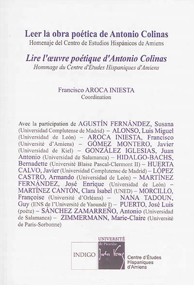Könyv Lire l'oeuvre poétique d'Antonio Colinas Aroca Iniesta