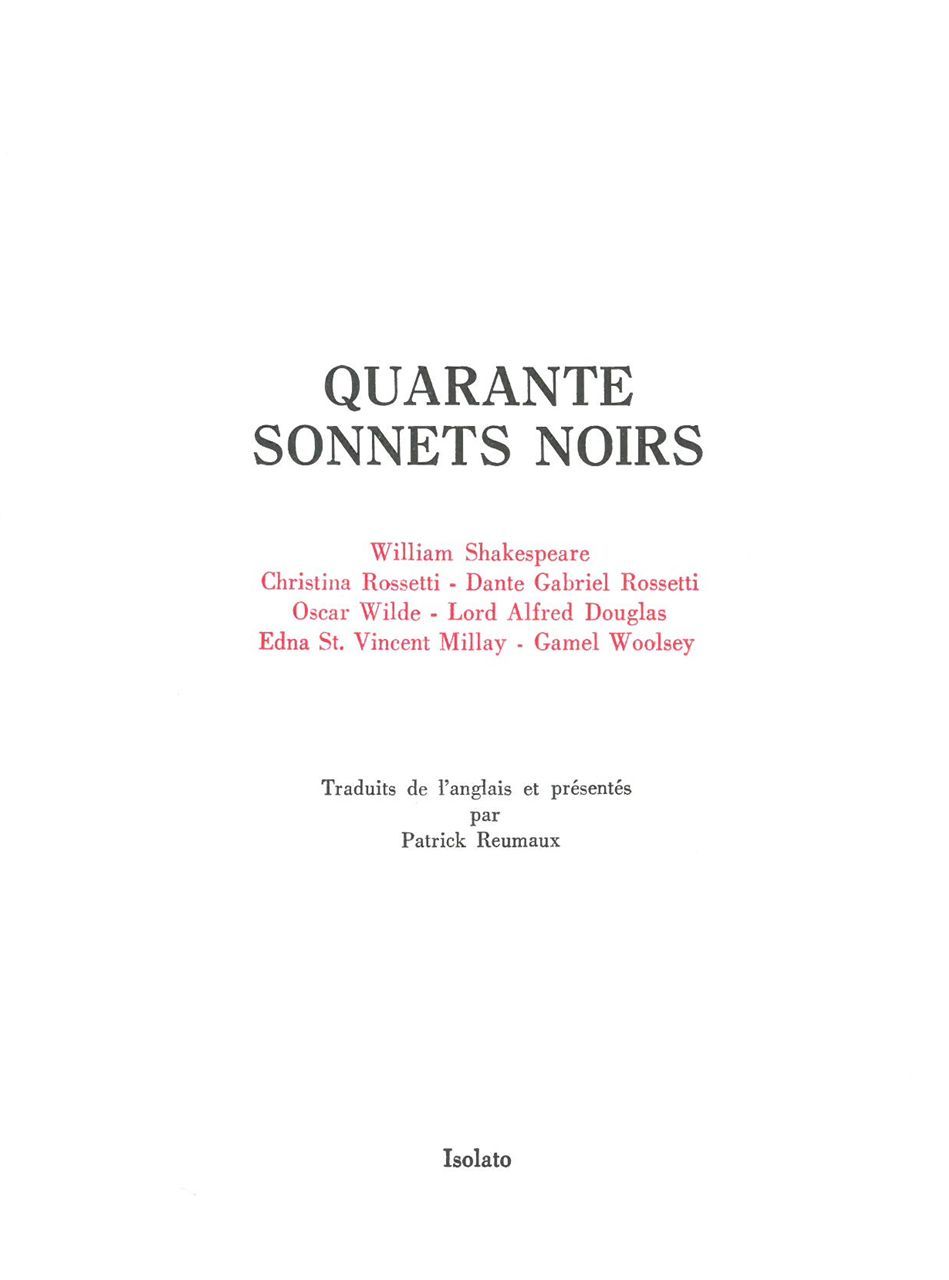 Knjiga Quarante sonnets noir 