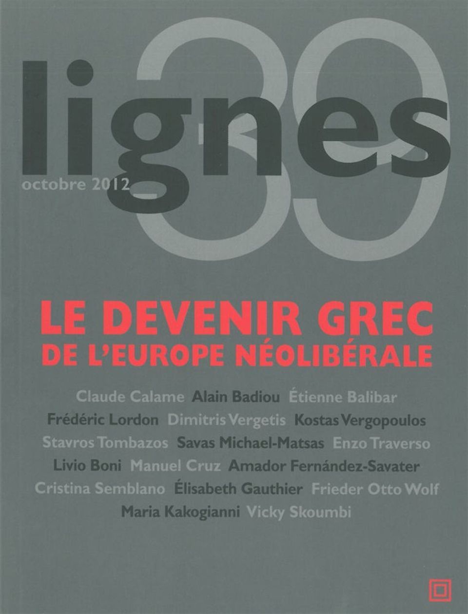 Knjiga Revue Lignes N°39 