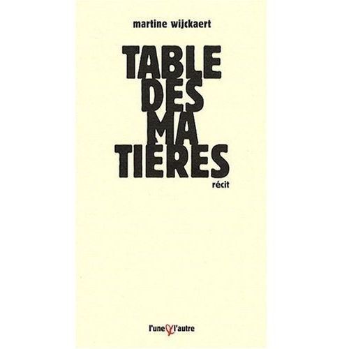 Buch Table des matières Wijckaert