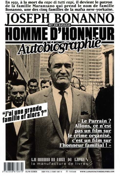 Kniha Homme d'honneur JOSEPH BONANNO