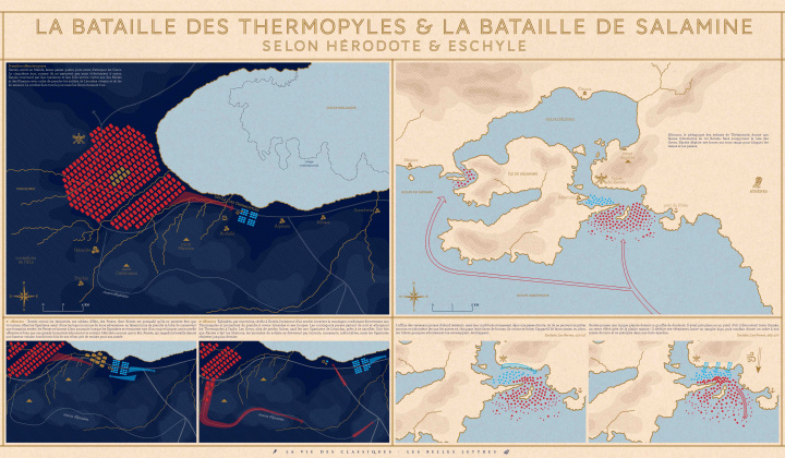 Drucksachen Poster La Bataille des Thermopyles et la bataille de Salamine 