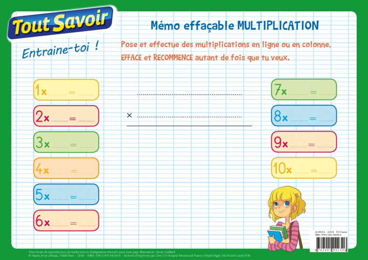 Knjiga Mémo effaçable multiplication 