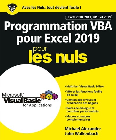 Carte Programmation VBA pour Excel 2019 Pour les Nuls John Walkenbach