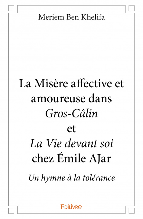 Book La misère affective et amoureuse dans gros câlin et la vie devant soi chez émile ajar Ben Khelifa