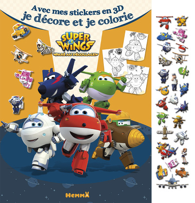 Книга Super Wings Avec mes stickers en 3D je décore et je colorie 